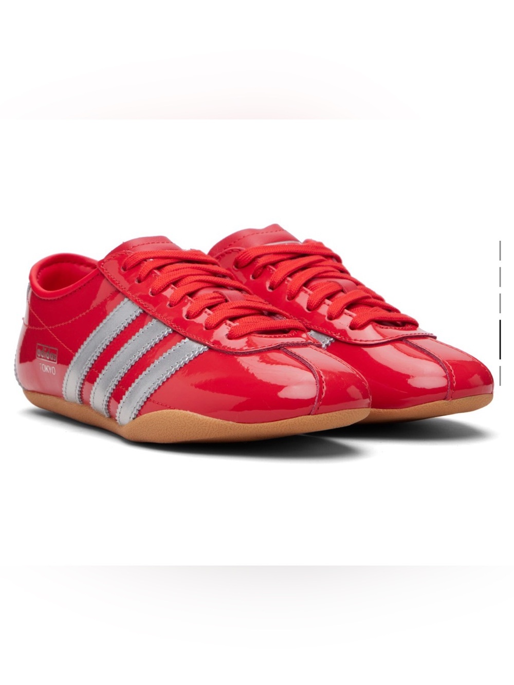 Adidas -Toyko Red patent with Silver Stripes